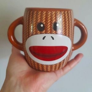 Sock Monkey Ceramic Coffee Cup Mug Brown Double Handle Galerie